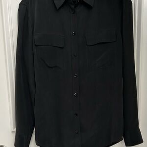 Equipment Black Silk Button Down Blouse. Size medium